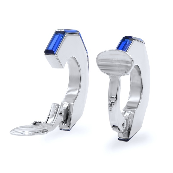 Dior Silver Tone Hardware with Blue Crystal Clip O - Picture 2 of 6